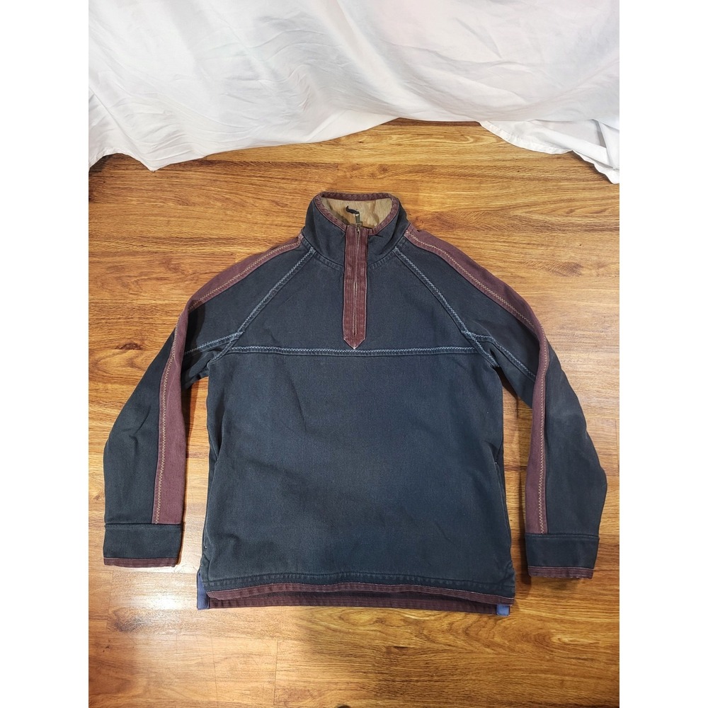 Fat Face The Airlie 1/4 Zip Shirt Heavy Cotton Blue Canvas Mens M